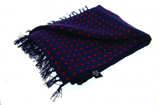 Soprano Navy Red Spotted Tubular Printed Silk Country Scarf