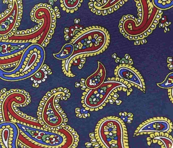 Soprano Paisley Printed Silk Twill Country Handkerchief - Blue
