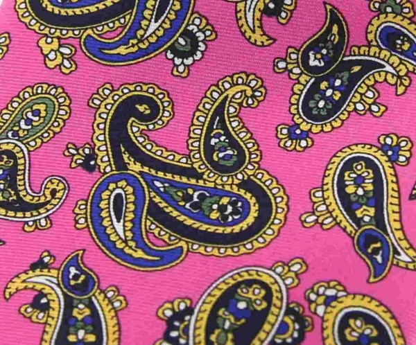 Soprano Paisley Printed Silk Twill Country Handkerchief - Fuschia