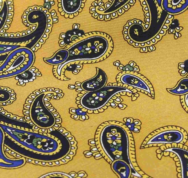 Soprano Paisley Printed Silk Twill Country Handkerchief - Mustard
