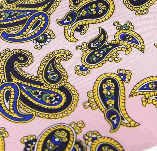 Soprano Paisley Printed Silk Twill Country Handkerchief - Pink