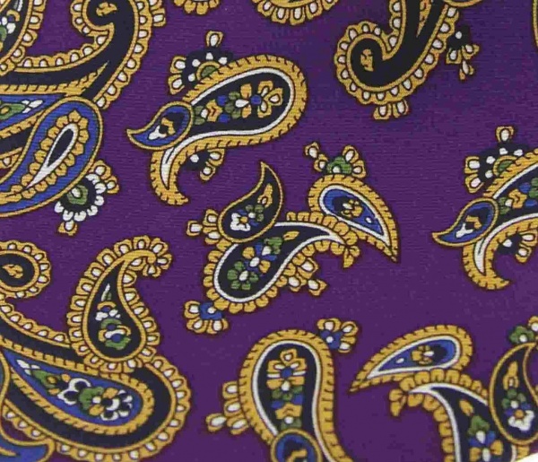 Soprano Paisley Printed Silk Twill Country Handkerchief - Purple