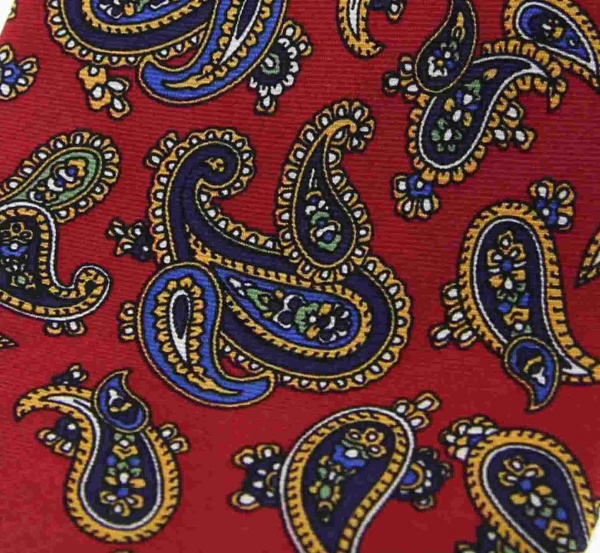 Soprano Paisley Printed Silk Twill Country Handkerchief - Red