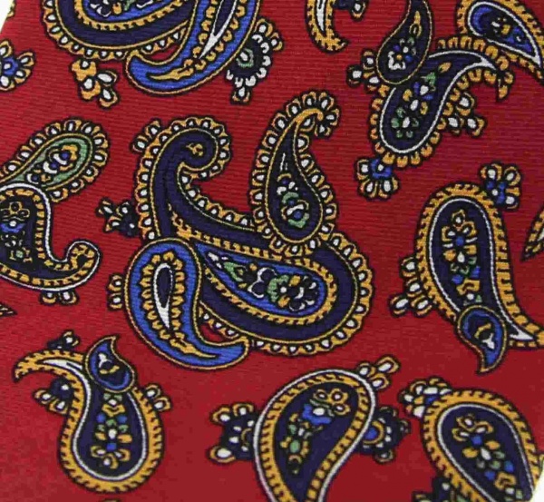 Soprano Paisley Printed Silk Twill Country Handkerchief - Red