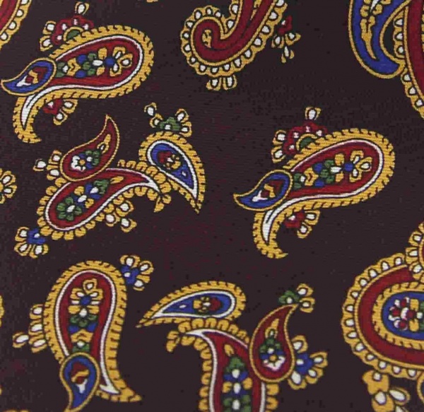 Soprano Paisley Printed Silk Twill Country Handkerchief - Wine