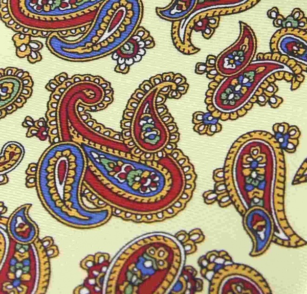 Soprano Paisley Printed Silk Twill Country Handkerchief - Yellow