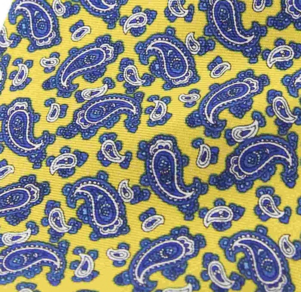 Soprano Paisley Small Printed Silk Twill Country Handkerchief - Yellow
