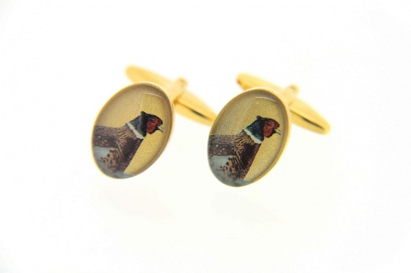 Soprano Pheasant's Head Oval Country Cufflinks