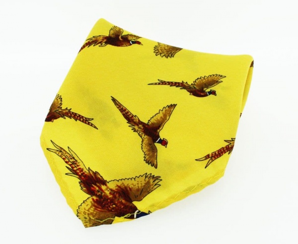 Soprano Pheasant Silk Twill Pocket Country Handkerchief - Gold