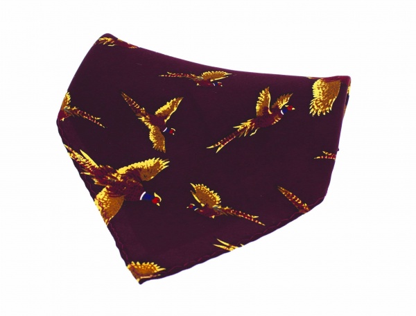 Soprano Pheasant Silk Twill Pocket Country Handkerchief - Wine