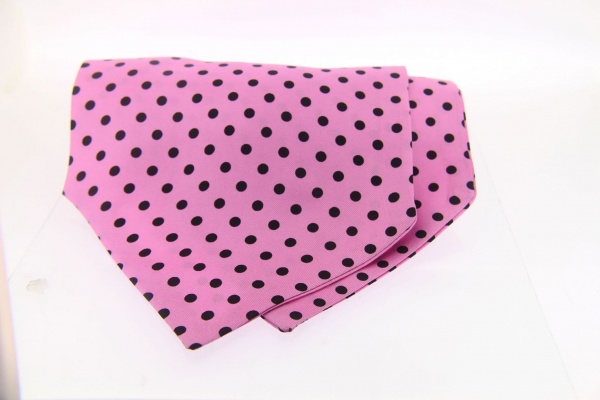 Soprano Pink with Black Spots Silk Country Cravat