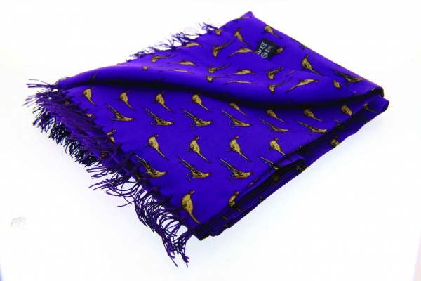 Soprano Purple Pheasant Tubular Printed Silk Country Scarf