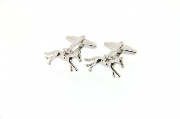 Soprano Racehorse Silver Plated 3D Country Cufflinks