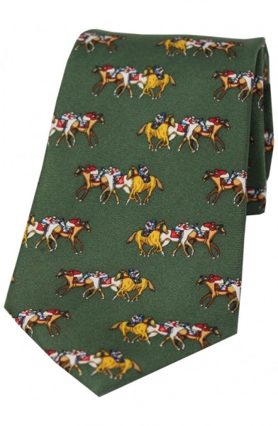 Soprano Racing Jockeys Printed Silk Country Tie - Green