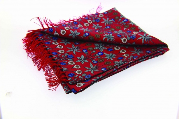 Soprano Red Patterned Tubular Printed Silk Country Scarf