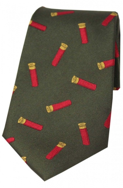 Soprano Red Shotgun Cartridge Woven Silk Country Tie - Green