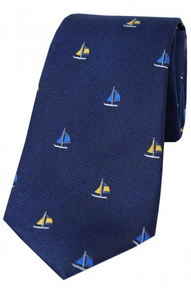 Soprano Sailing Boats Woven Silk Country Tie - Blue