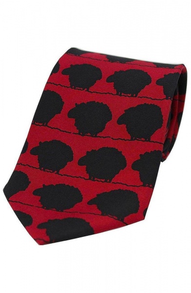 Soprano White Sheep Of The Family Printed Silk Country Tie - Red