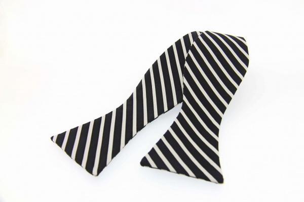 Soprano Woven Self-Tied Black & White Striped Country Silk Bow Tie
