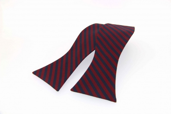 Soprano Woven Self-Tied Red & Navy Striped Country Silk Bow Tie