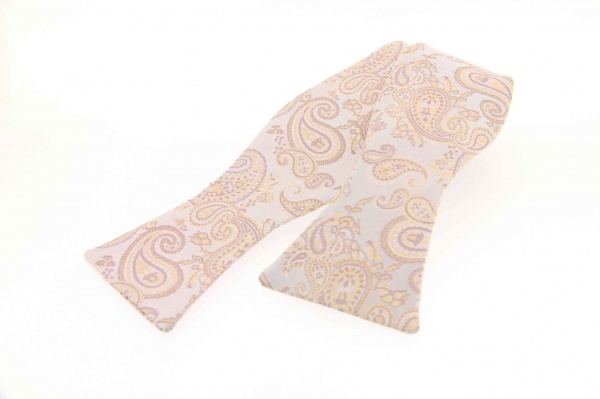 Soprano Woven Self-Tied Silver Paisley Country Silk Bow Tie
