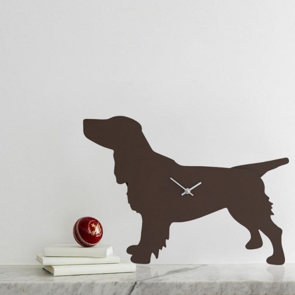 SPRINGER SPANIEL CLOCK WITH WAGGING TAIL - BROWN