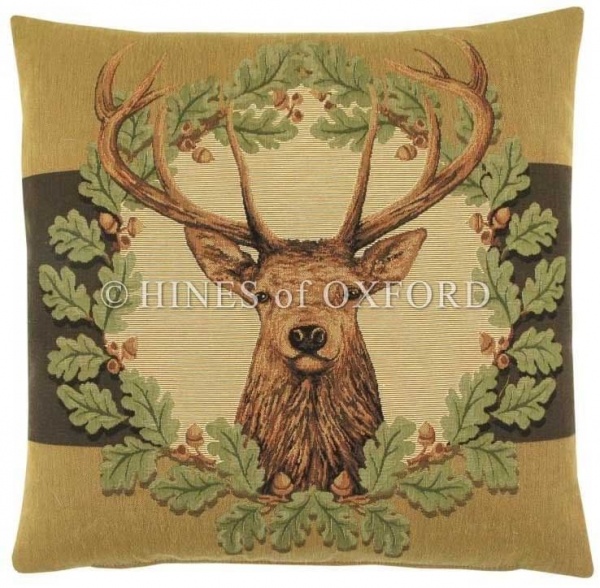 Stag & Oakleaves II - Fine Tapestry Cushion