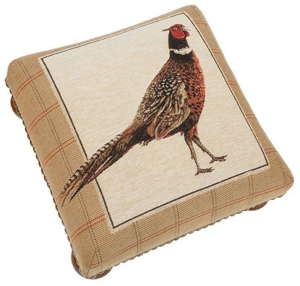 Strutting Pheasant - Fine Woven Tapestry Footstool
