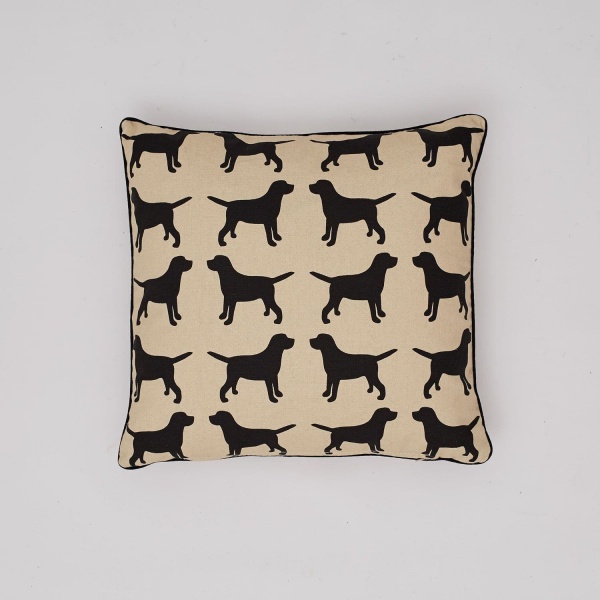 The Labrador Company Cotton Print Cushion - Black Labrador