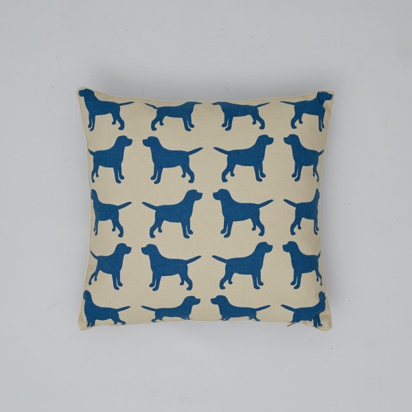 The Labrador Company Cotton Print Cushion - Blue Labrador