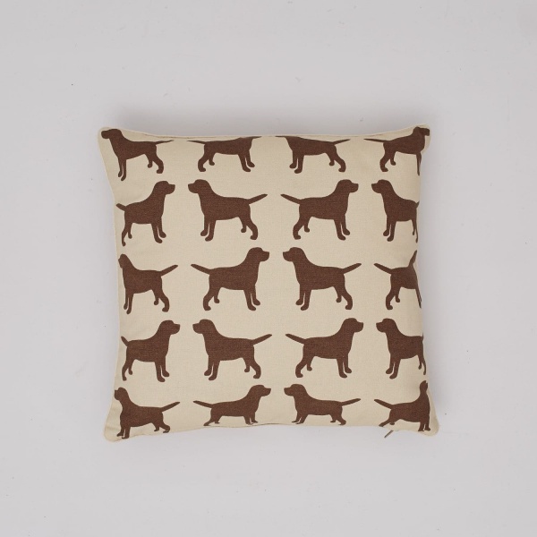 The Labrador Company Cotton Print Cushion - Brown Labrador