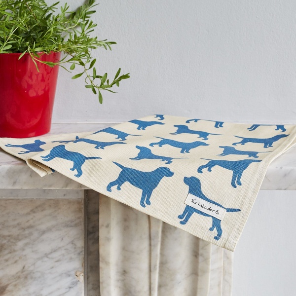 The Labrador Company Dog Print Tea Towel Blue Dachshund horse
