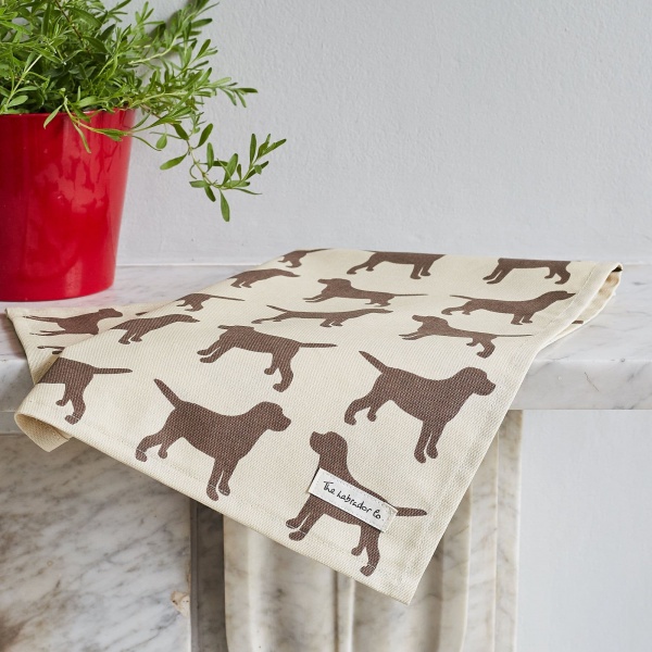 The Labrador Company Dog Print Tea Towel - Brown Labrador