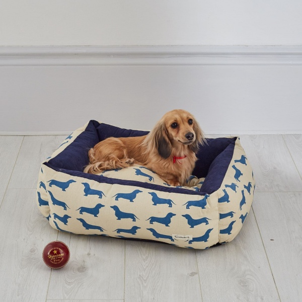 The Labrador Company Large Dog Bed - Blue Dachshund