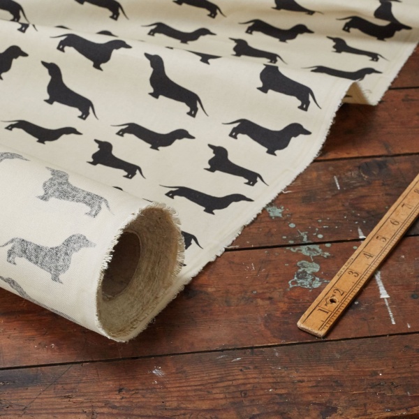 The Labrador Company Printed Cotton Drill - Black Dachshund