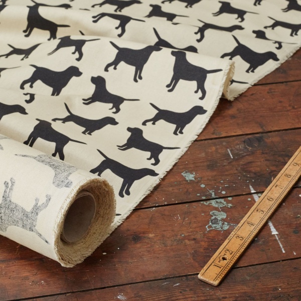 The Labrador Company Printed Cotton Drill - Black Labrador