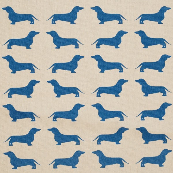 The Labrador Company Printed Cotton Drill - Blue Dachshund