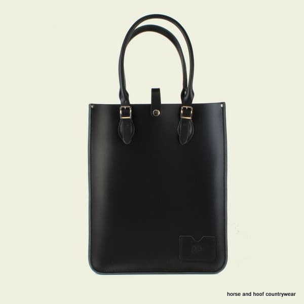 Traditional Hand Crafted British Vintage Leather Tote Bag - Classic Charcoal Black