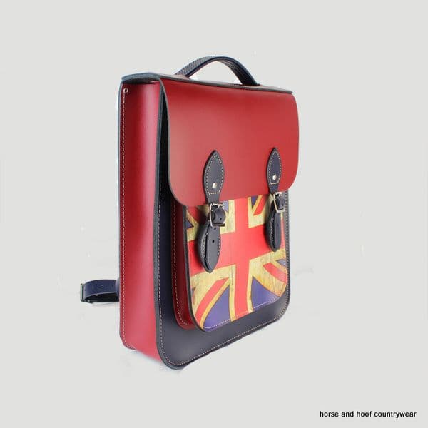 Traditional Handmade British Vintage Leather Backpack - British Union Jack