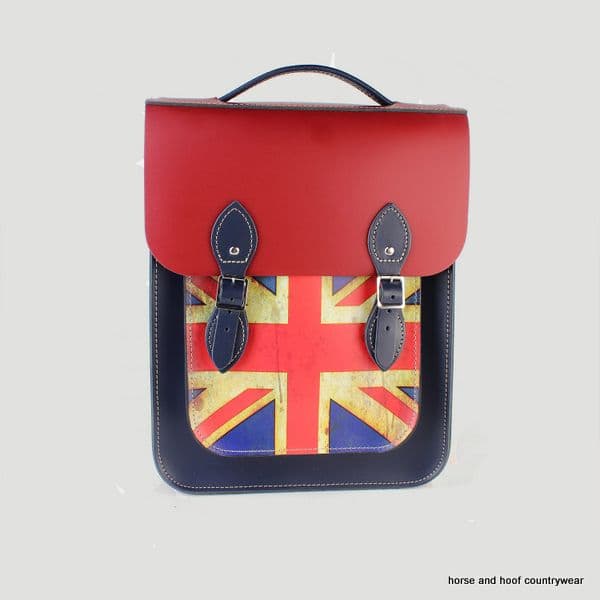 Traditional Handmade British Vintage Leather Backpack - British Union Jack