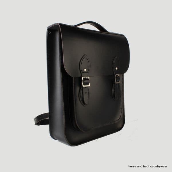 Traditional Handmade British Vintage Leather Backpack - Charcoal Black