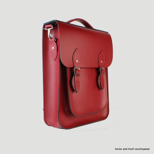 Traditional Handmade British Vintage Leather Backpack - Pillarbox Red