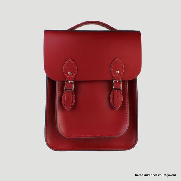 Traditional Handmade British Vintage Leather Backpack - Pillarbox Red