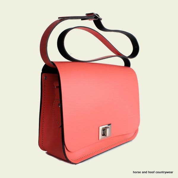 Traditional Handmade British Vintage Leather Medium Pixi Bag - Coral Reef