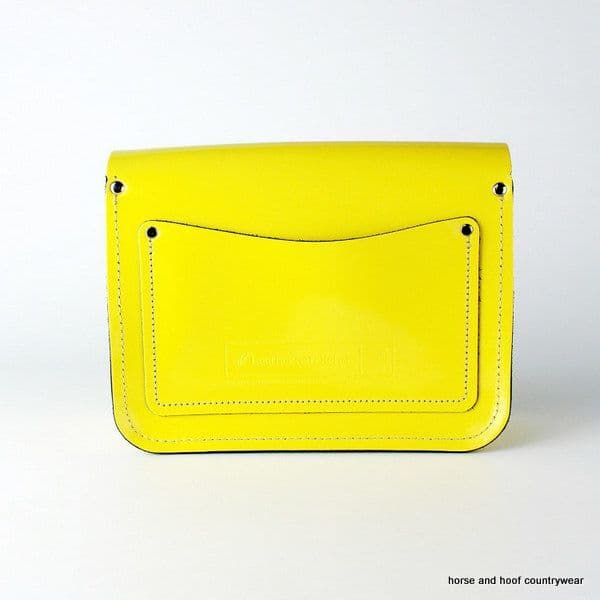 Traditional Handmade British Vintage Leather Medium Pixi Bag - Patent Cambridge Yellow