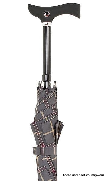 Walking Stick Umbrella - Grey / Purple Tartan